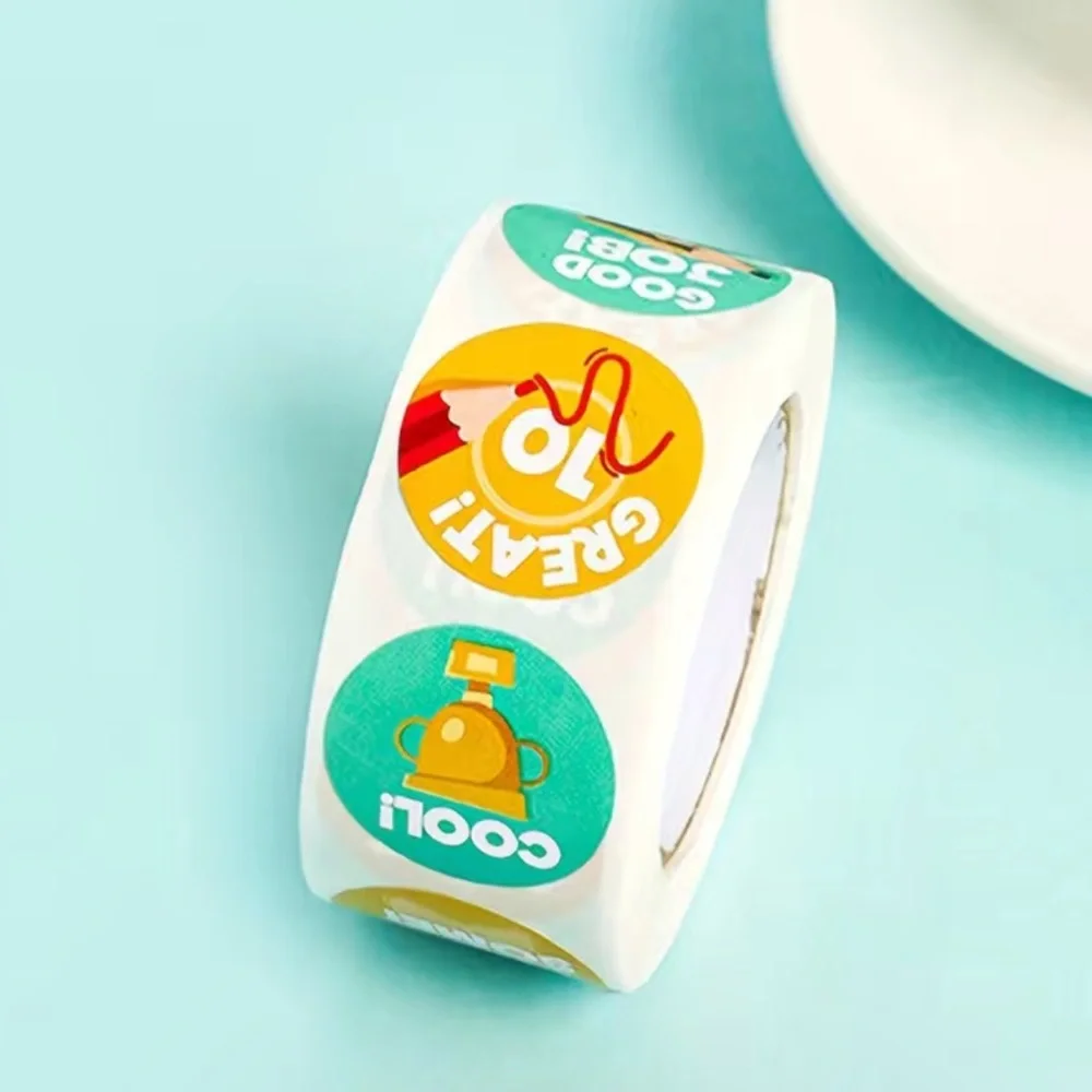 500pcs/Roll, Cute Round Children's Cartoon Stickers